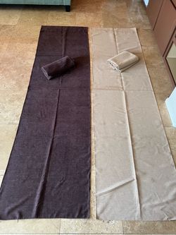 4 Sliding Door Curtain Panels , Brown And Gold, 104 inches by 28 inches