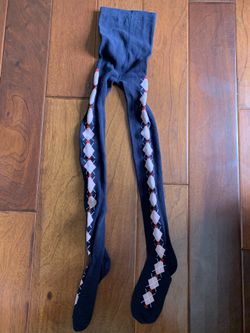 🍎New Gymboree size 8/10 dark blue apple theme stockings .🍎