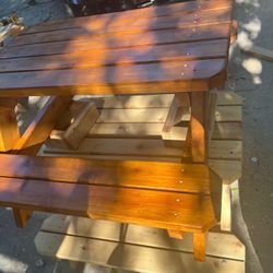 Kids wood tables and benches