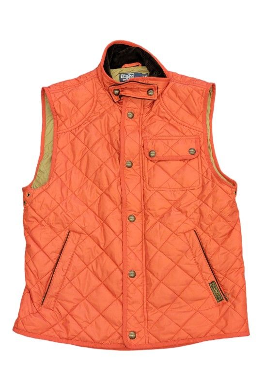 VTG 90s Polo Ralph Lauren Button Up Corduroy Collar Quilted Vest Adult Medium