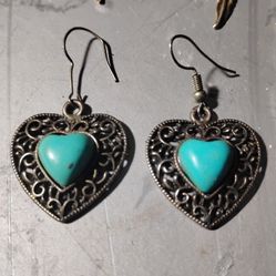 Turquoise Heart Earrings 