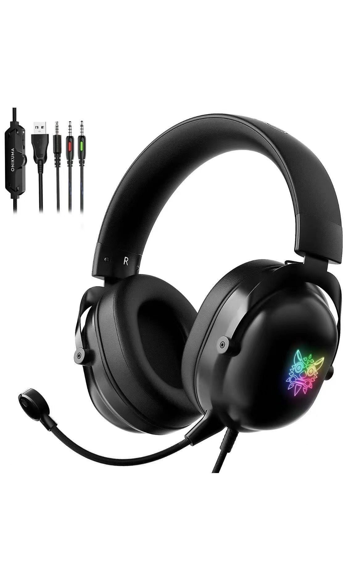 Stereo Gaming Headset for Xbox One,PS4,PS5,PC,Laptop,Mic Headphones,ONIKUMA Gaming Headphones with Mic for Computer Headset Mic with Noise Cancelling 