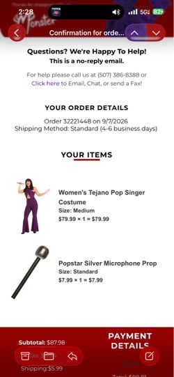 Selena Costume w/mic Medium