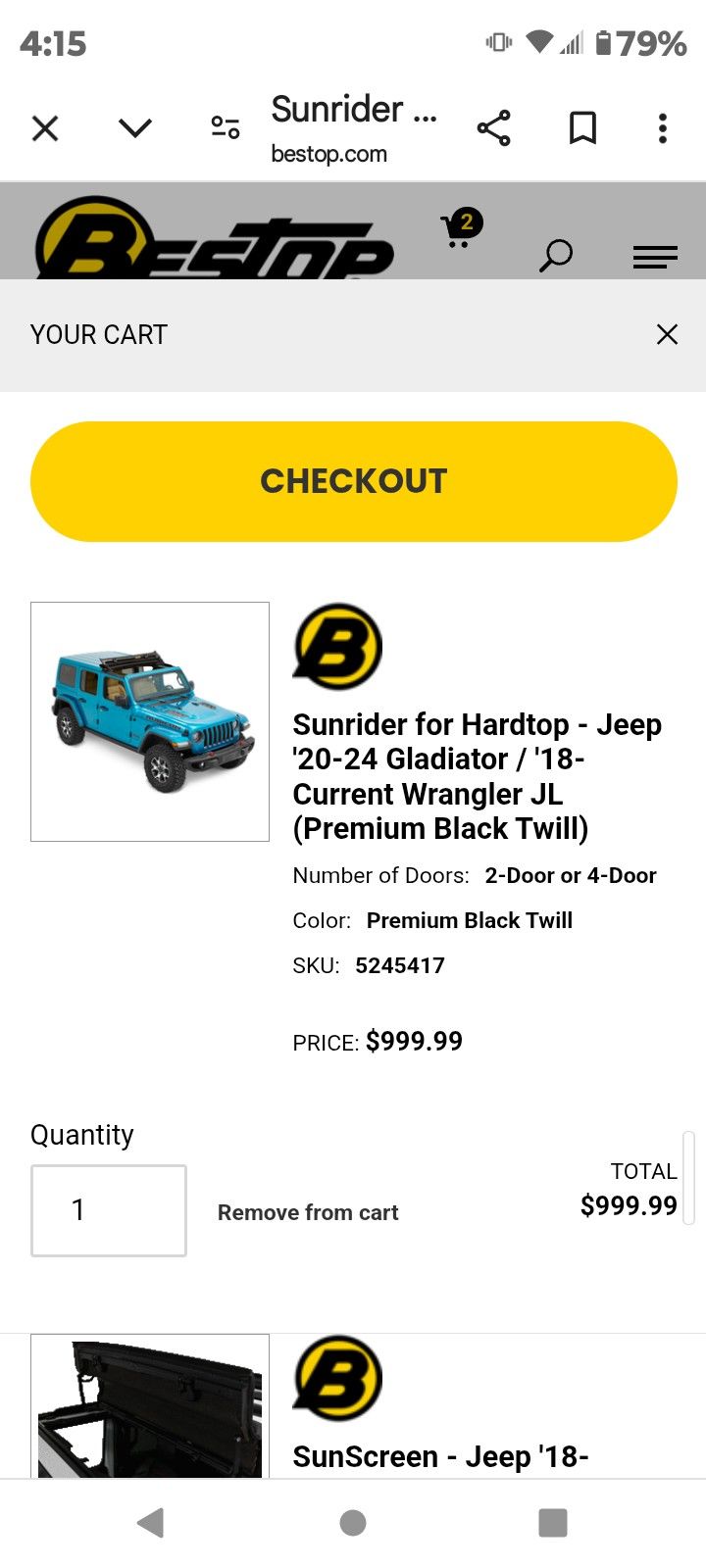 Sunrider For Hardtop Jeep