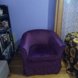 Purple Velvet Swivel Chair 