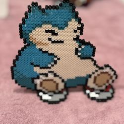 Snorlax w/Poke’ball stand - Poke’mon Perler Beads | 8-Bit Pixel Art