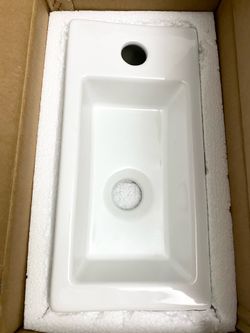 Small Bathroom Sink Wall Mounted Bathroom Sink Rectangle Ceramic Wash Basin Right Hand (Right Hand)