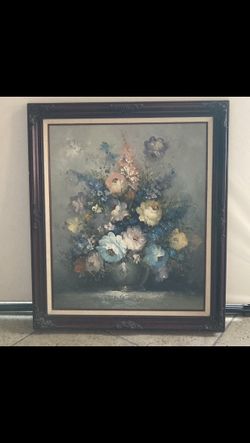 Vintage MCM Mid Century Still Life Oil Painting Signed Framed 29 X25 Movie Show Prop Boho Cottage Core Art