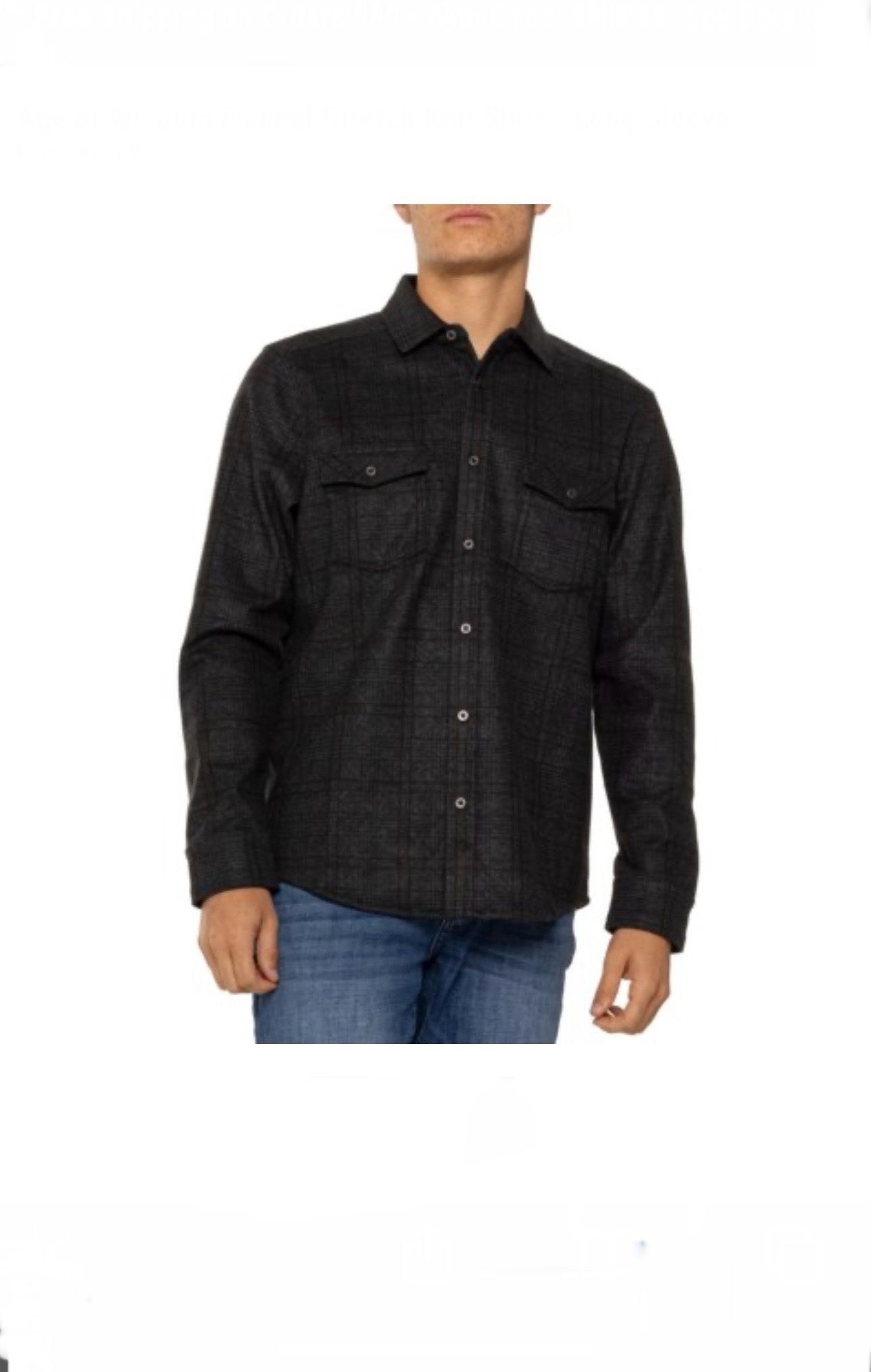 Age of Wisdom, Mens Black/Gray Plaid Lightweight Flannel Shirt, Size XXL, Used Once Great Condition !