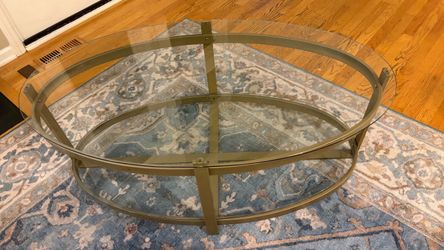 Glass oval coffee table