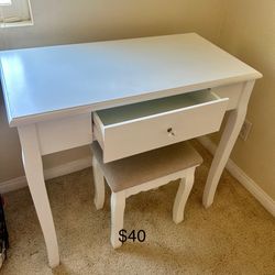White Desk with Drawer