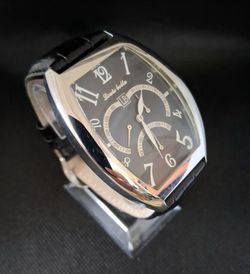 Louis Bolle Automatic E449M-2720-144 Warranty Card Tonneau/Barrel Leather Watch