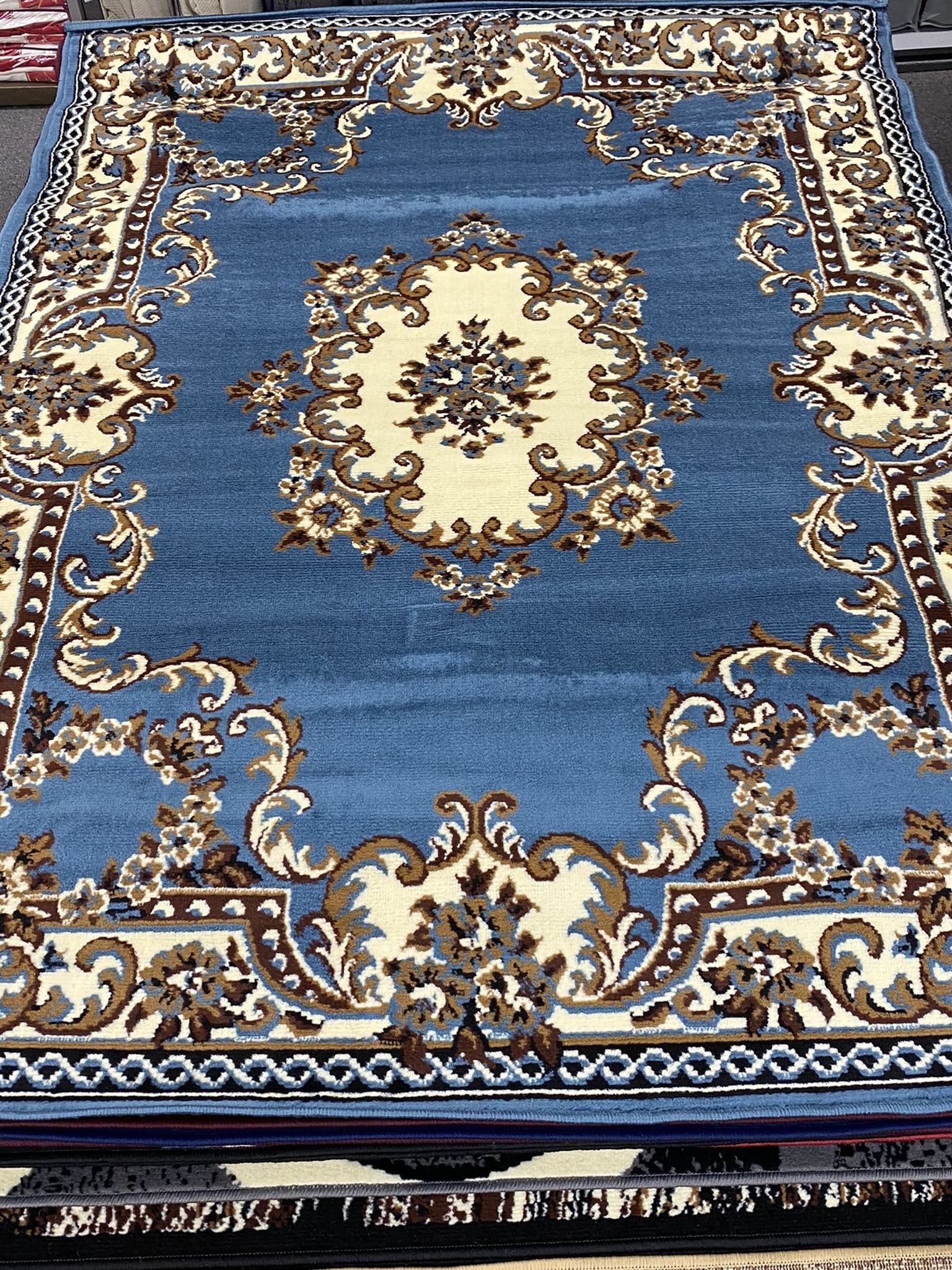 Brand new area rug 5 x 7 blue color traditional Floral design