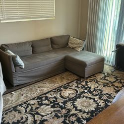 Sage Colored IKEA Couch With Storage Ottoman And Pull Out Platform To Make A Full Size Bed - $50.00
