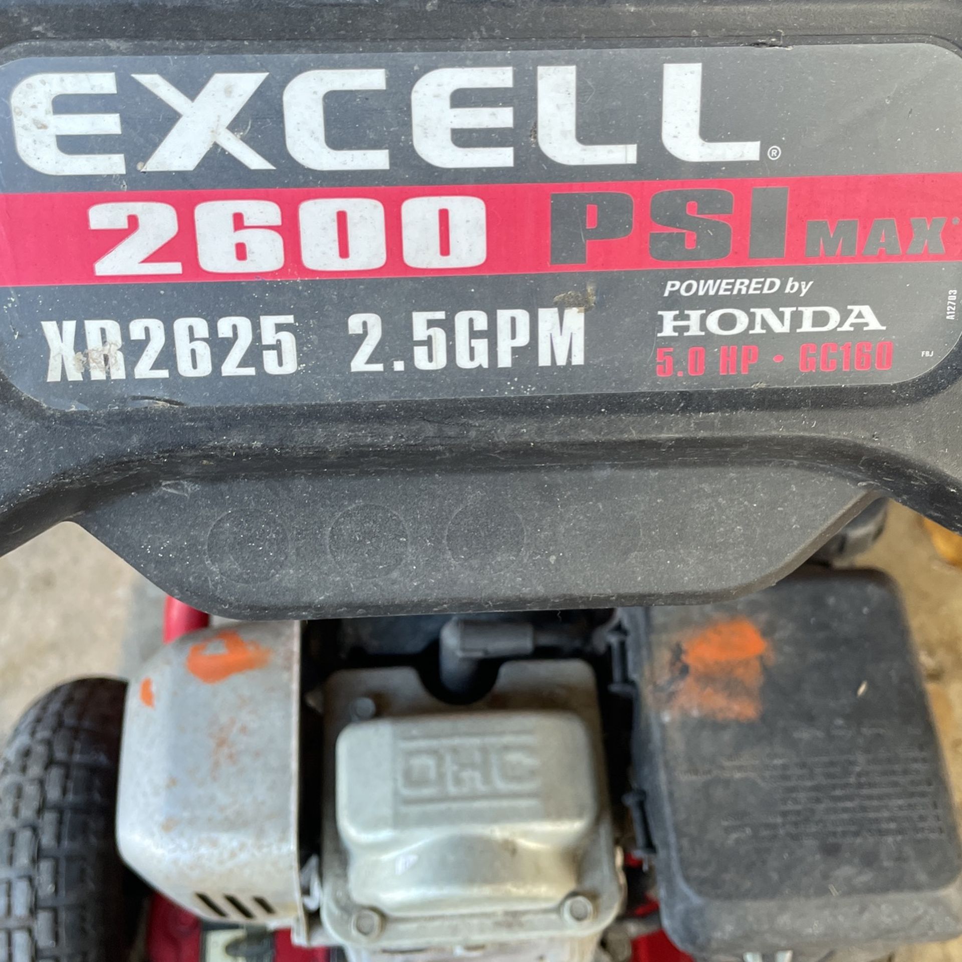 Honda excell 2600 2024 pressure washer xr2625