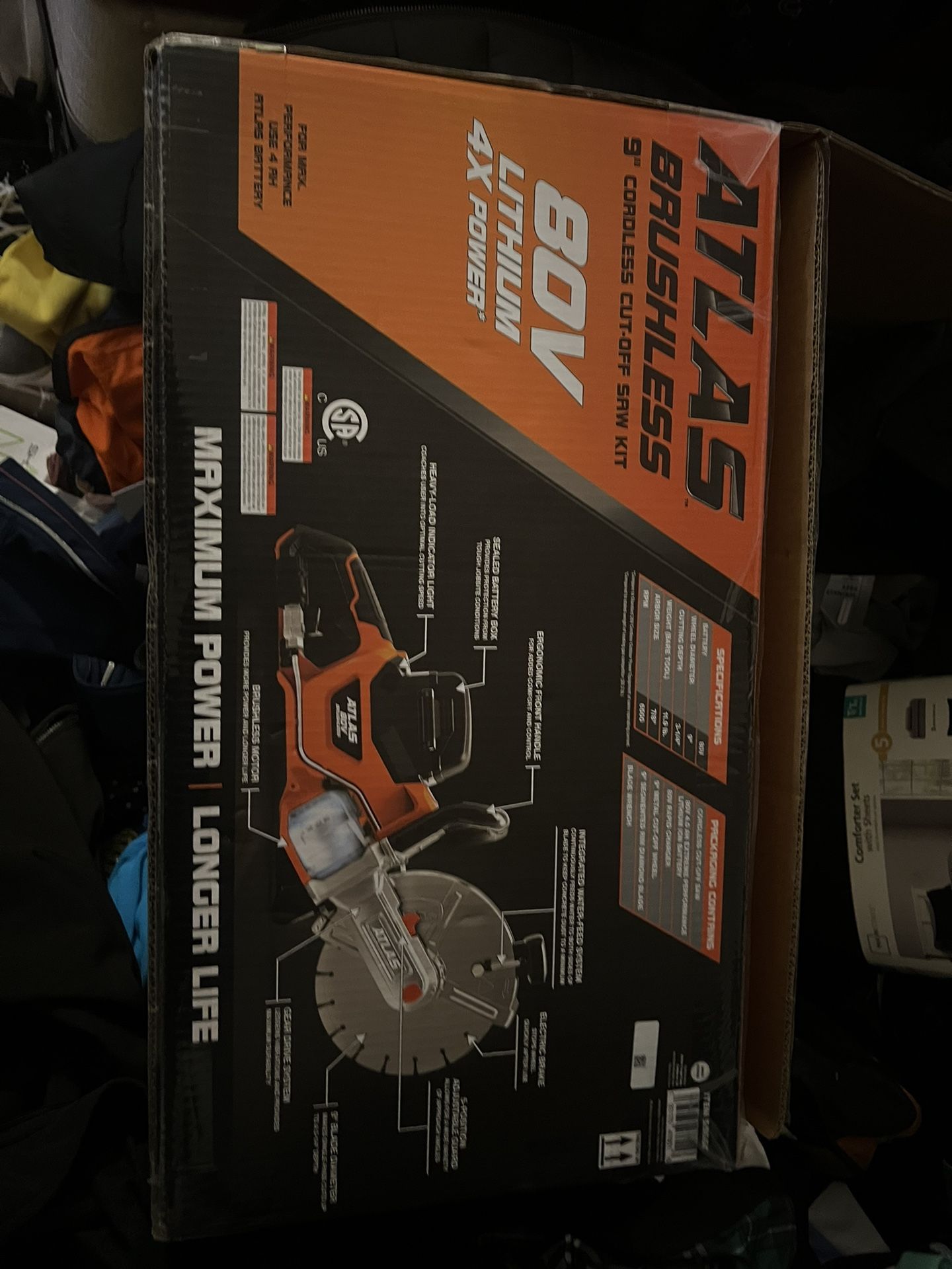 Atlas Brushless 9” Cordless Cut Off Saw Kit