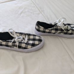 Gingham Black And White Sneakers Size 6 Women $10