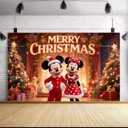 Christmas Backdrop Mikey And Minnie Vinyl 