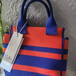 Stripe Canvas Mini Tote Satchel Bag By Colen Collection 
