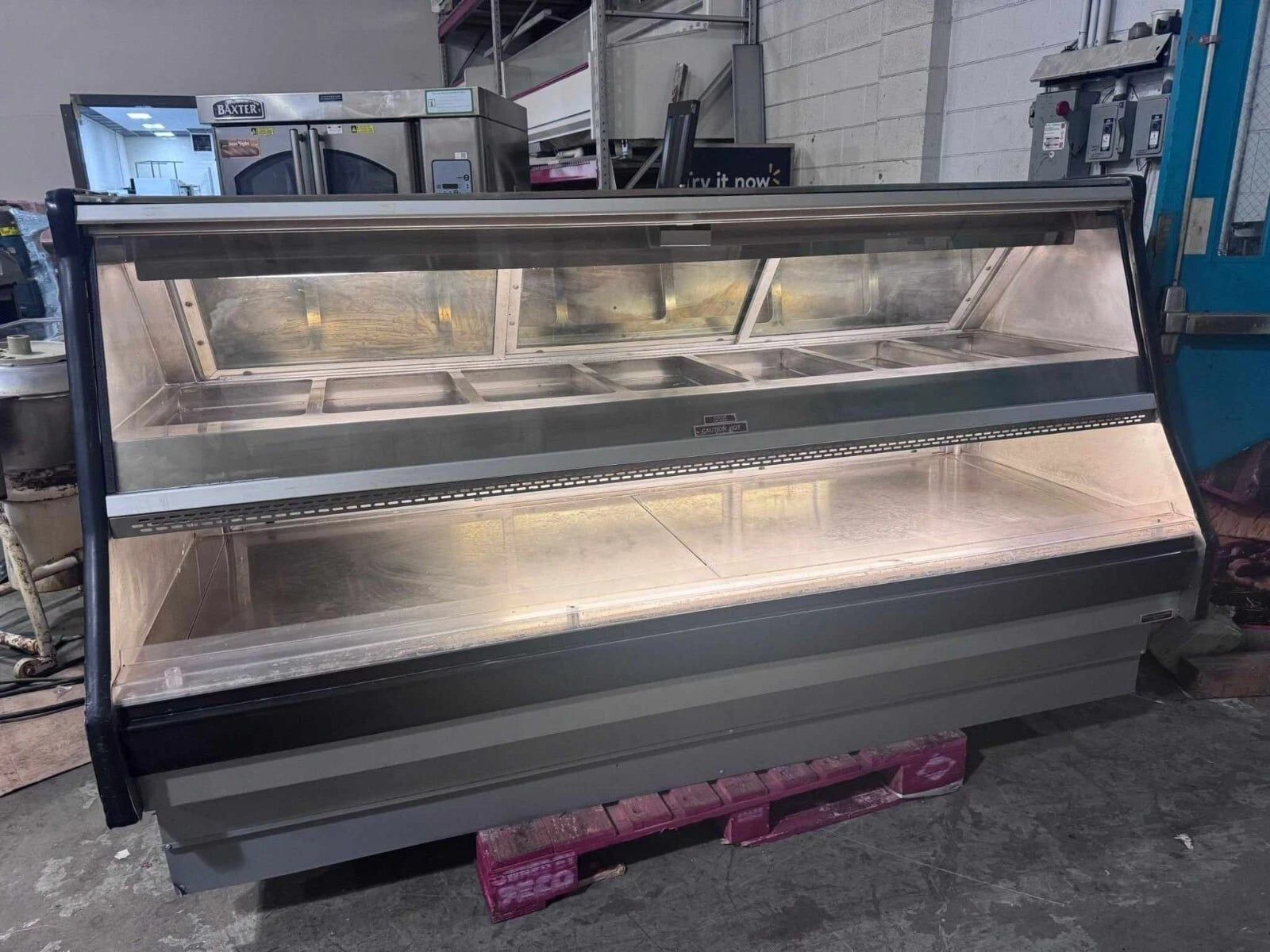 Custom Deli’s 7 Pan Well Warmer Display Case Hot Food with Shelf Merchandiser