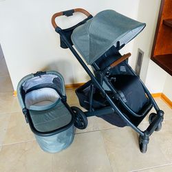 Uppababy V2 Cruz Stroller with Bassinet light green