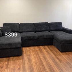 Beautiful U-Shaped Sectional Sofa Set ( Available In Black, Gray, & Light Gray)
