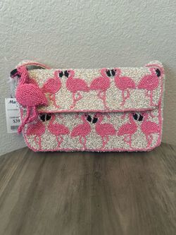 Beaded bag flamingo