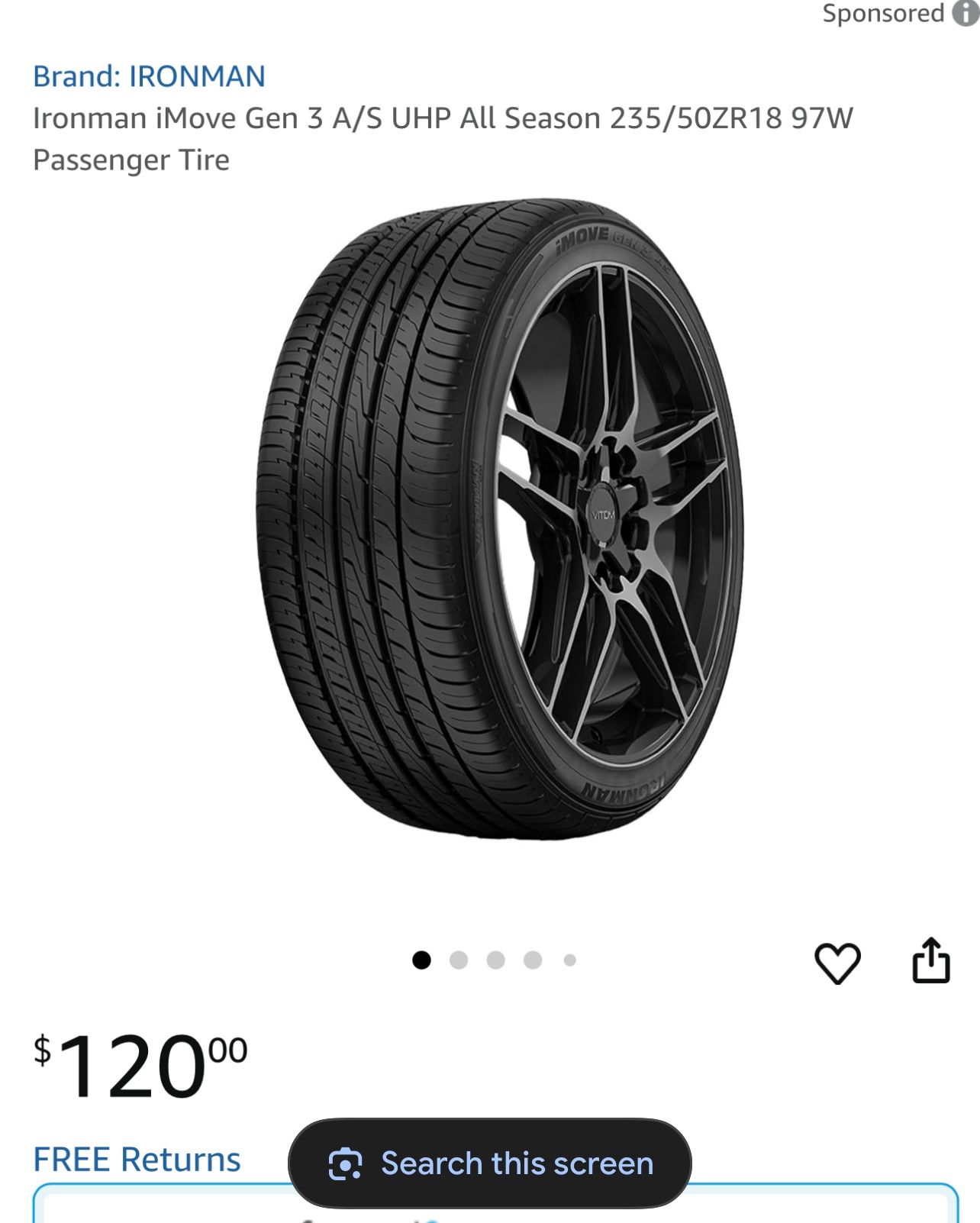 4 Ironman Tires 235/50 ZR 18