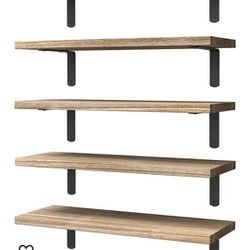 WOPITUES Floating Shelves Set of 6, Wood Floating Shelves Wall Mounted, Rustic  