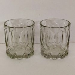 NEW Crown Royal Diamond Cut Cathedral Embossed Rocks Whiskey Glass Lowball Set of 2