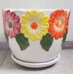 Flower Design Ceramic Pot