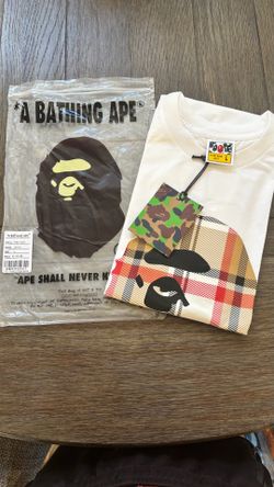 White Burberry x bape shirt