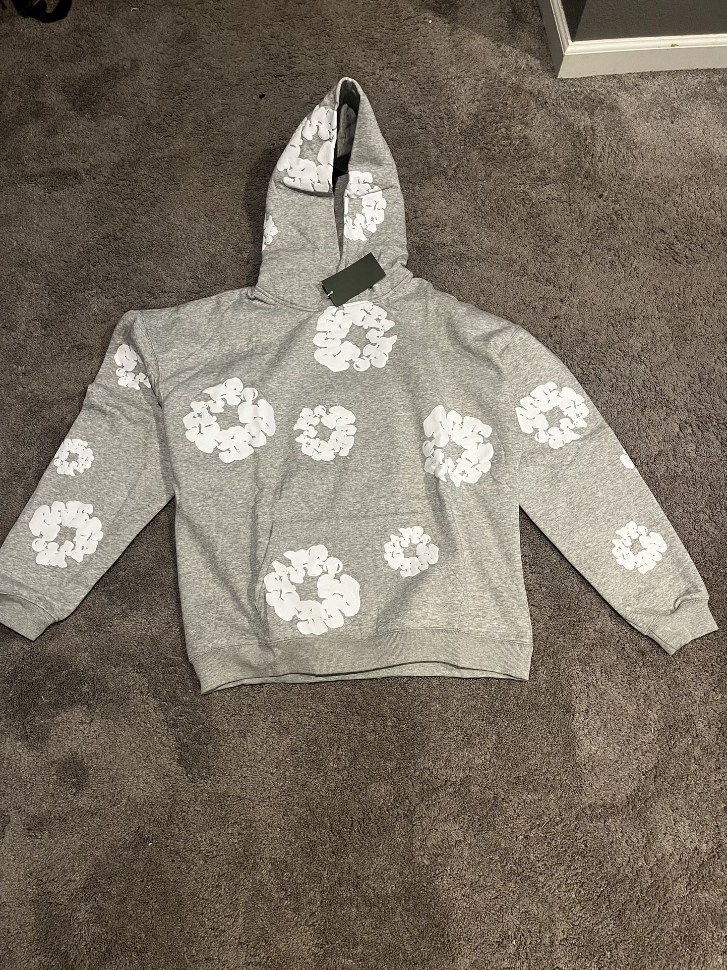 Gray denim tear hoodie