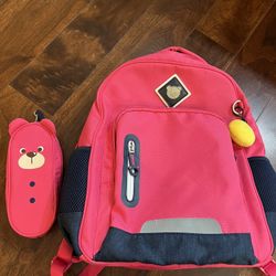 Pink Kids Backpack With Pencil Pouch