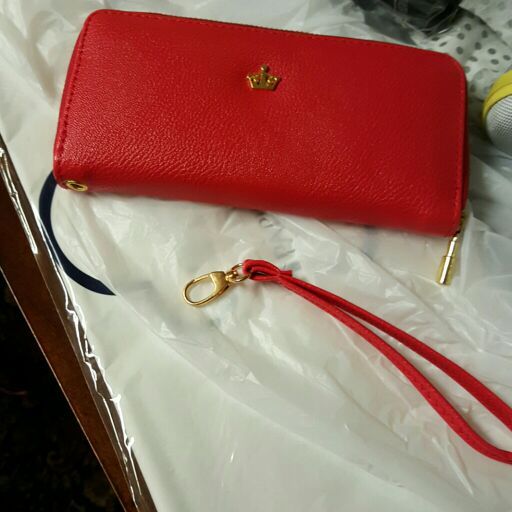Red wristlet wallet