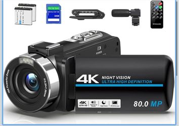 4K 80MP Camcorder Video Camera 18X Zoom Vlogging Camera for YouTube Webcam  IR Night Vision 3.0" IPS Screen Video Camera Recorder With Remote Control,