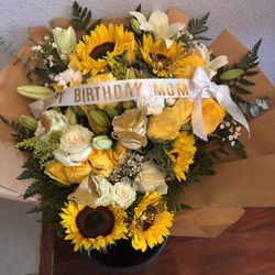 Mixed Sunflower And Roses Bouquet 
