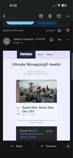 Tickets for the movie Spider-Man 3-D