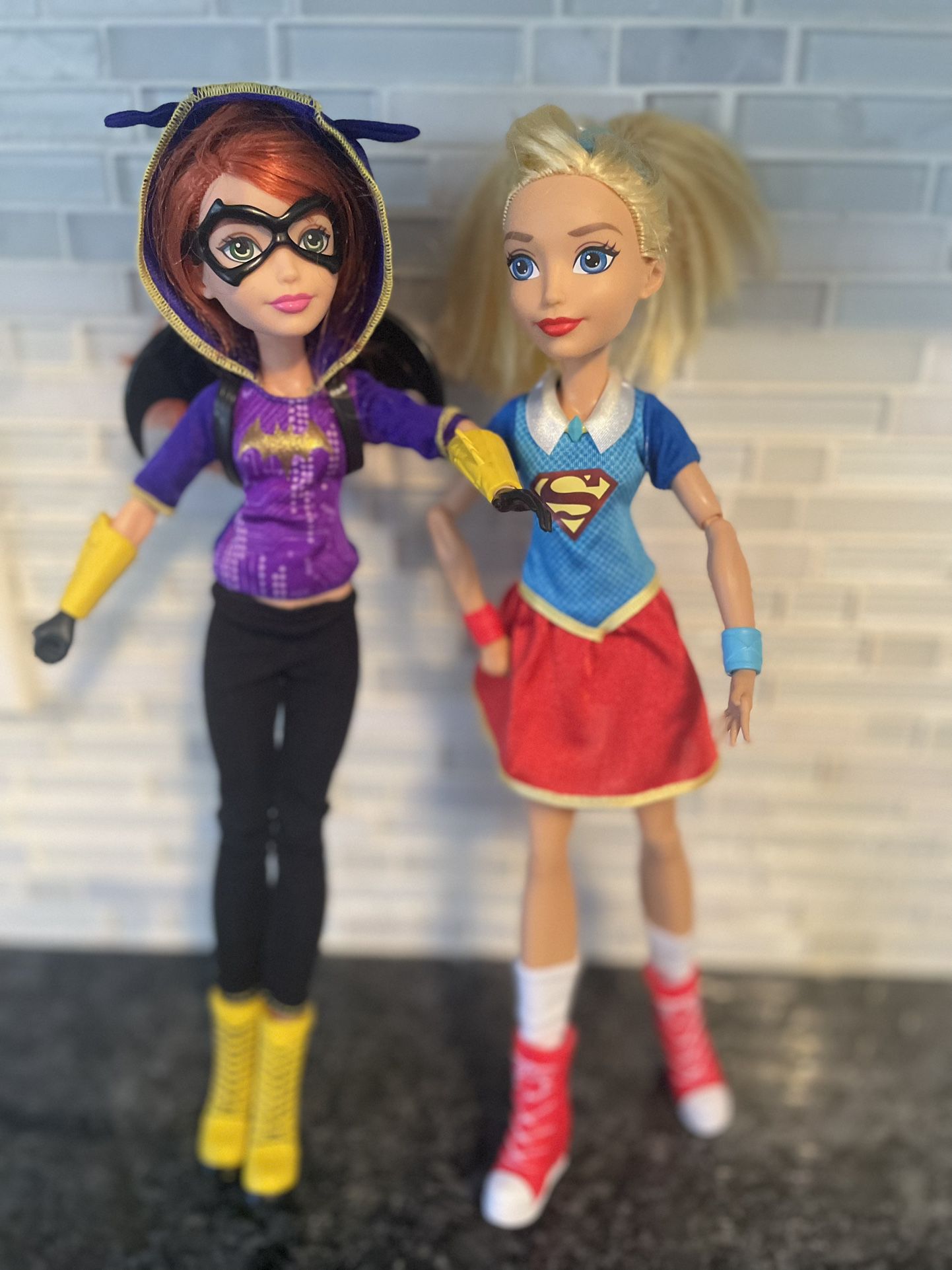 DC Super Hero Girls Supergirl Batgirl 12" Figure Barbie Dolls Lot 2015 Mattel 