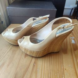 Authentic Gucci Patent Leather Wedge Slingbacks - Size 36 - With Box