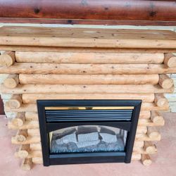 Electric Fireplace and Custom Wood Mantel