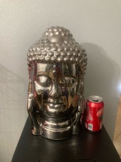 Silver Chrome Buddha Head Statue