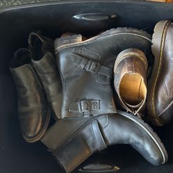 5 Containers Of Shoes - Dr. Martens, Birkenstock, Clarks, Reebok, Made in USA New Balance, Nike, Converse, ASICS, Bean Boots, Diesel, Tom Baker, Vans,