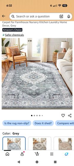 New 5' x 7' Smiry Boho Area Rug (Grey) – Machine Washable
