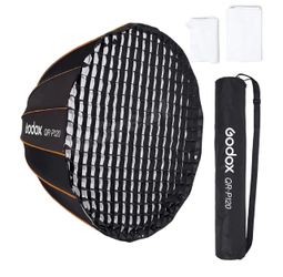 GODOX QR-P120 47.1 Inch/120CM Parabolic Softbox Bowens Mount with Grid, Bag Quick Release Parabolic Softbox, with Front & Inner Diffuser for SL-60W AD
