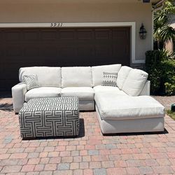 Large White Sectional Sofa (Free Delivery(