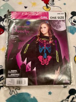Girls One Size Color Bones Poncho
