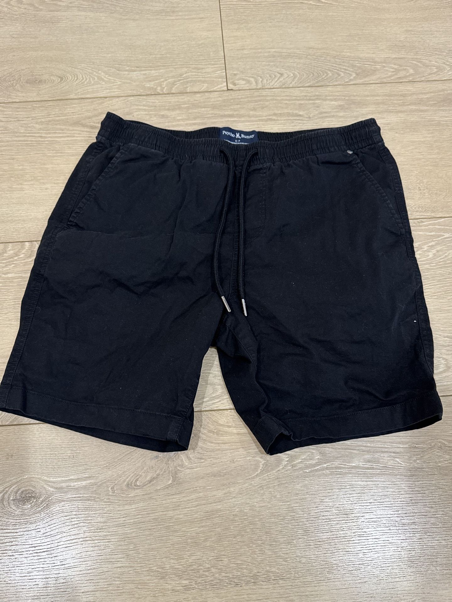 Psycho Bunny Shorts Men Small Black Elastic Waist Drawstring Athleisure Comfort