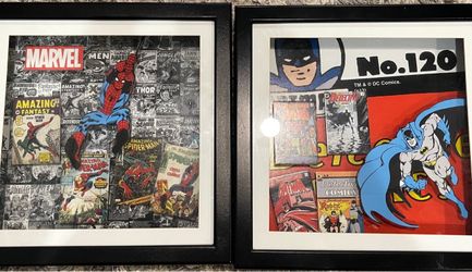 Batman & Spider-Man Comic Cover Shadow Box Wall Art — 2-Piece Collector Lot
