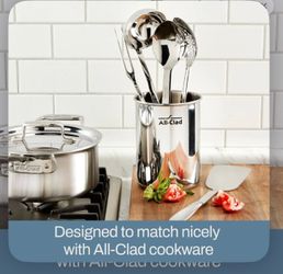 All-Clad Precision Stainless-Steel Utensils with Utensil Holder, Set of 6